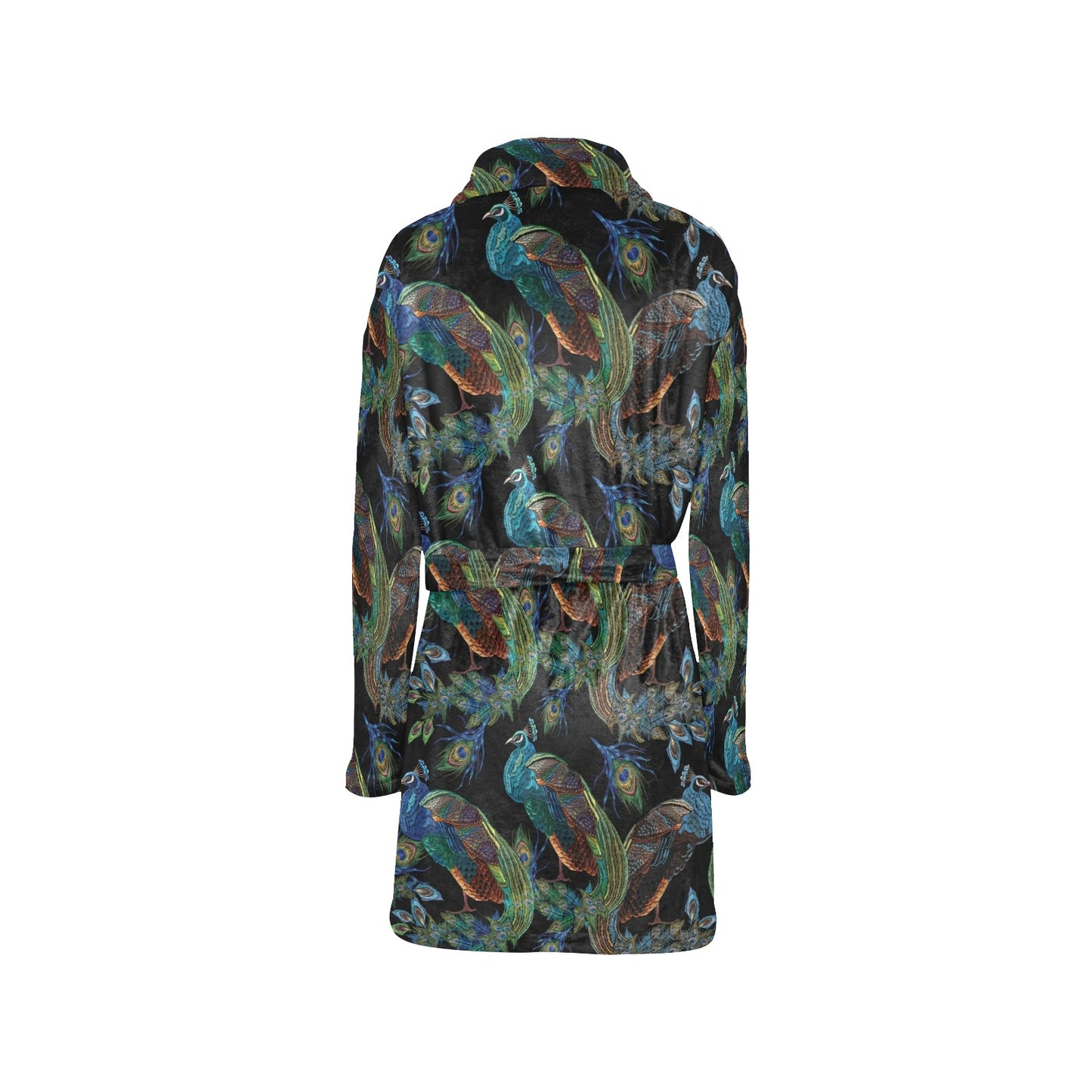 Peacock Pattern Print Design A04 Women's Fleece Robe