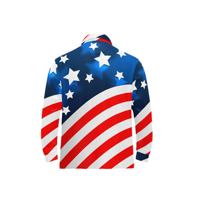 American flag Style Long Sleeve Polo Shirt For Men's