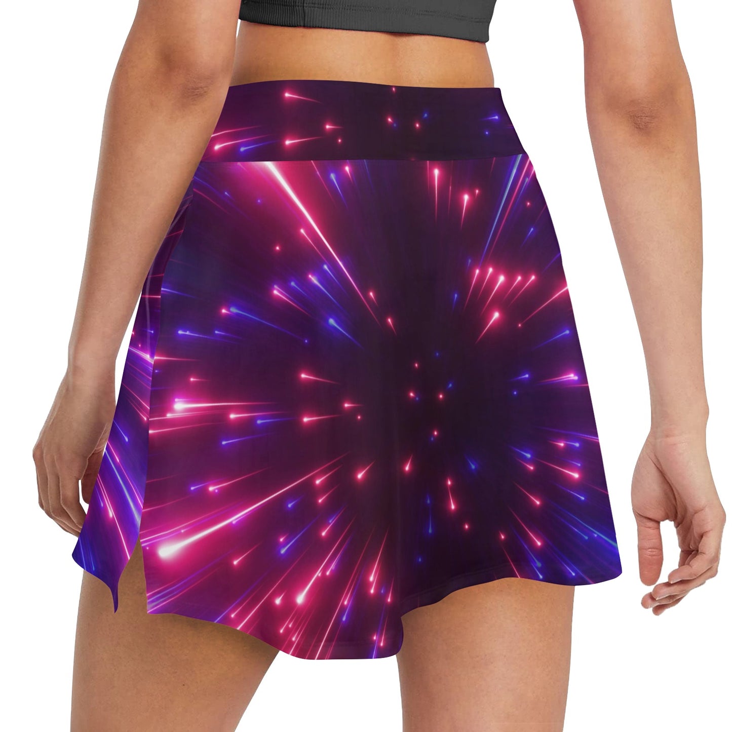 Celestial Purple Blue Neon Speed Light 17" Golf & Pickleball Skort with Pockets