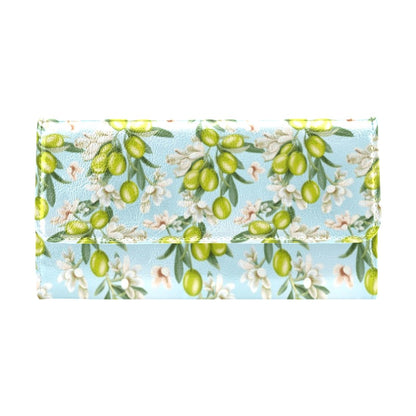 Elegant Olive Floral Print Women's Trifold Wallet