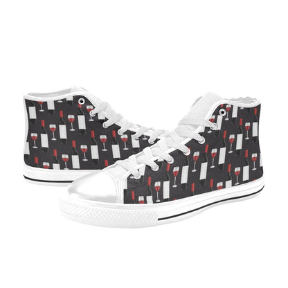 Wine Print Design LKS309 Men's High Top Canvas Shoes