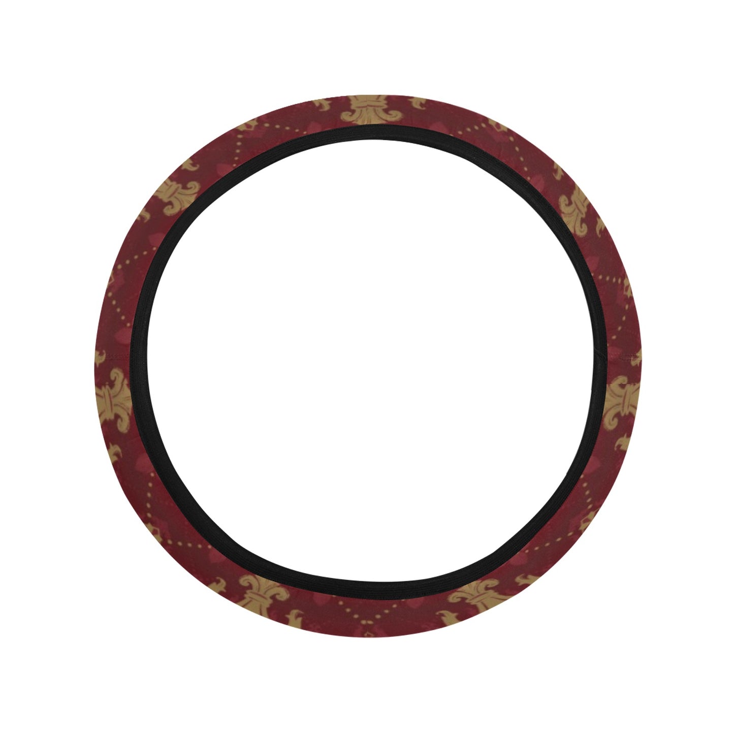 Fleur De Lis Print Design LKS401 Steering Wheel Cover with Elastic Edge