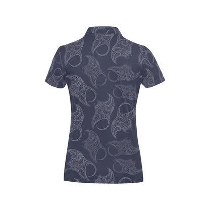 Manta Ray Pattern Print Design 01 Women's Polo Shirt