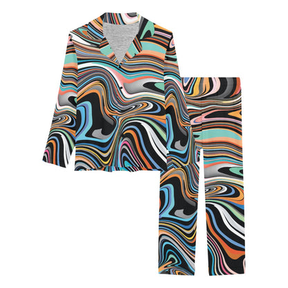 Liquid Pattern Print Design 02 Women's Long Pajama Set