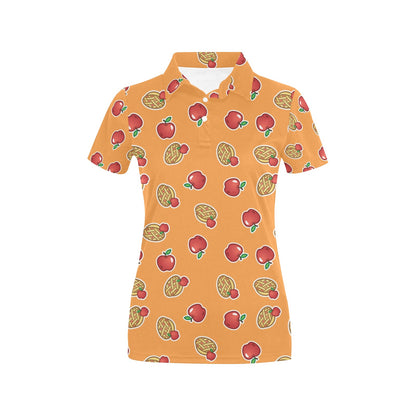 Apple Pie Pattern Print Design 02 Women's Polo Shirt