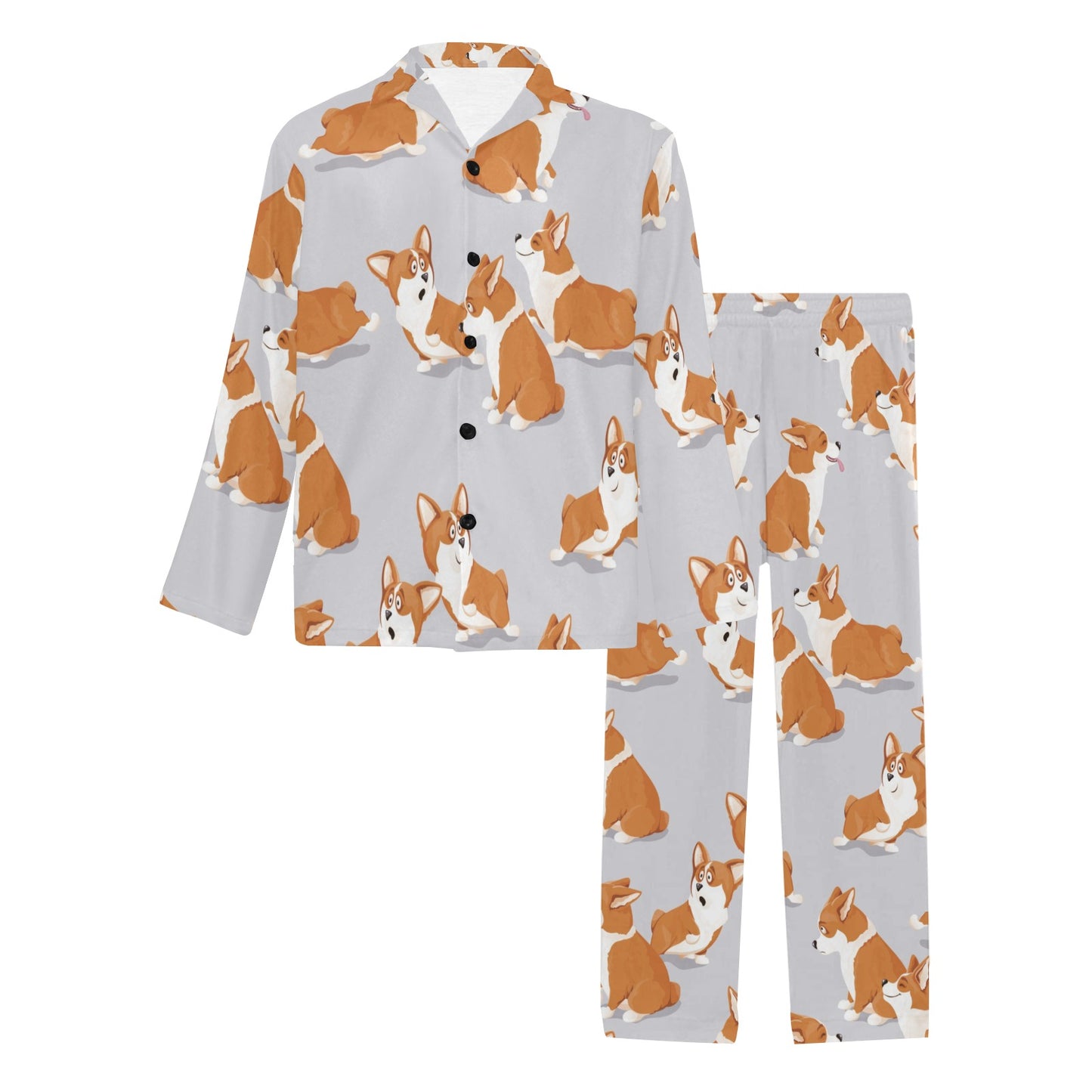 Pembroke Welsh Corgis Pattern Print Design A04 Men's Long Pajama Set