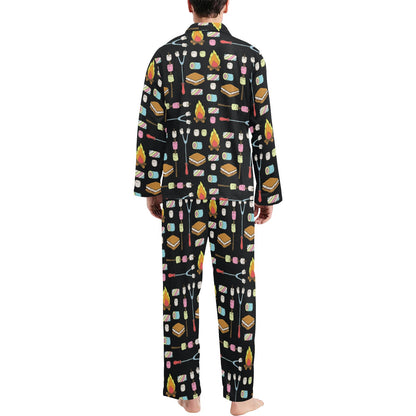 Camping Campfire Marshmallows Men's Long Pajama Set