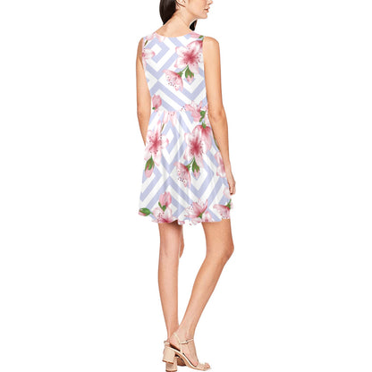 Cherry Blossom Pattern Print Design CB07 Sleeveless Dress