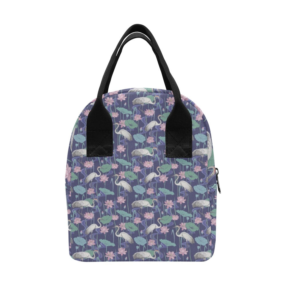Water Lily Print Design LKS306 Insulated Lunch Bag