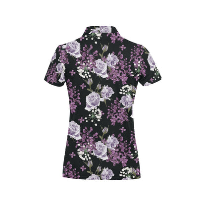 Lilac Pattern Print Design LI04 Women's Polo Shirt