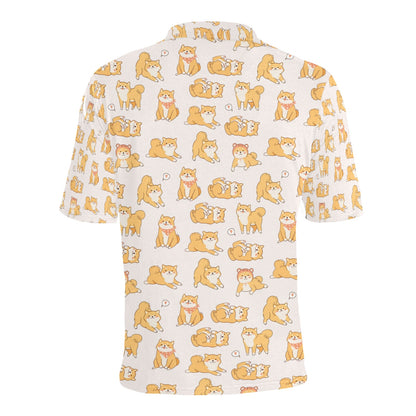 Shiba Inu Print Design LKS308 Men Polo Shirt