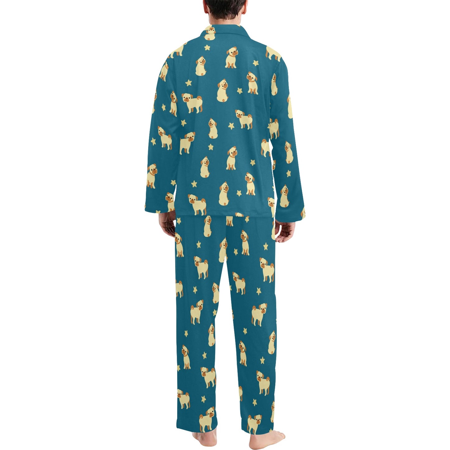 Pug Pattern Print Design A06 Men's Long Pajama Set