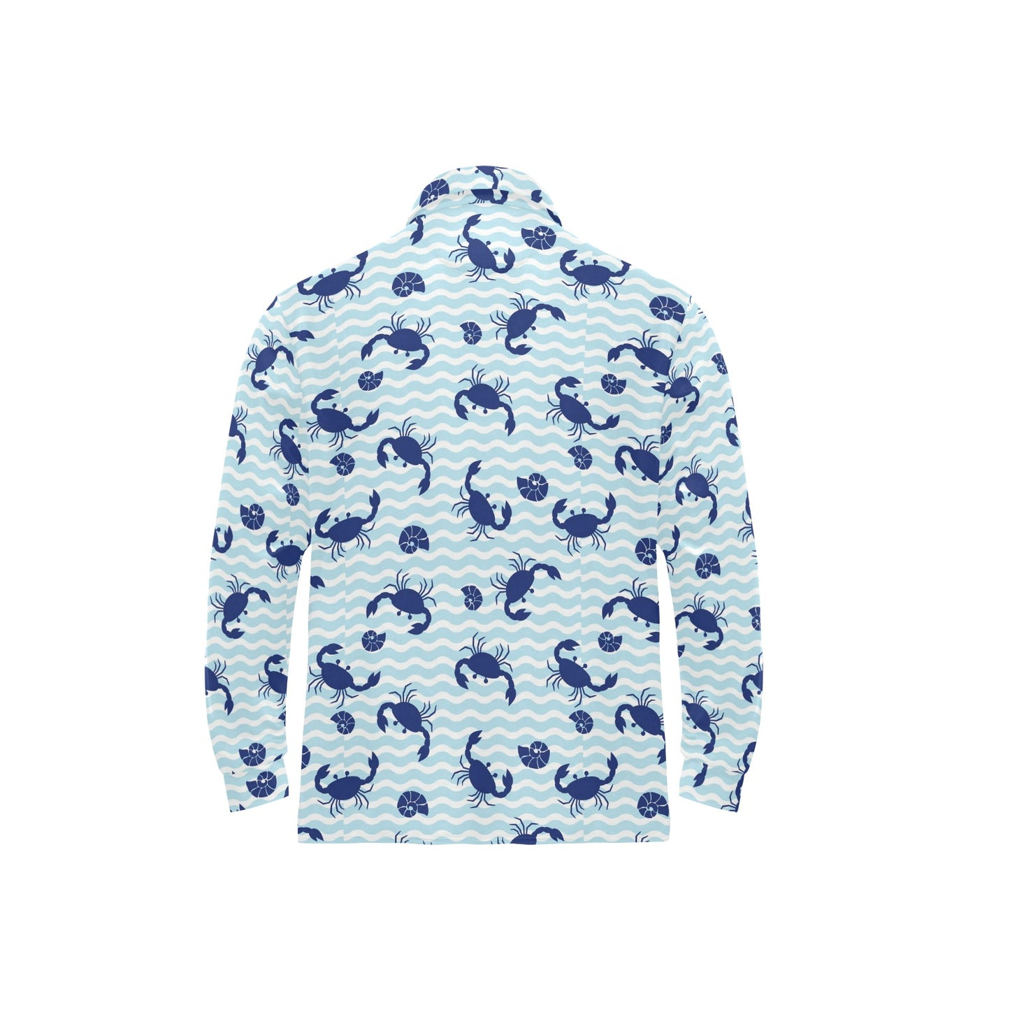 Crab Pattern Print Design 04 Long Sleeve Polo Shirt For Men's