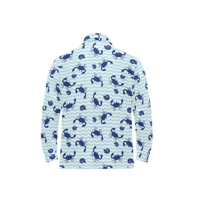 Crab Pattern Print Design 04 Long Sleeve Polo Shirt For Men's