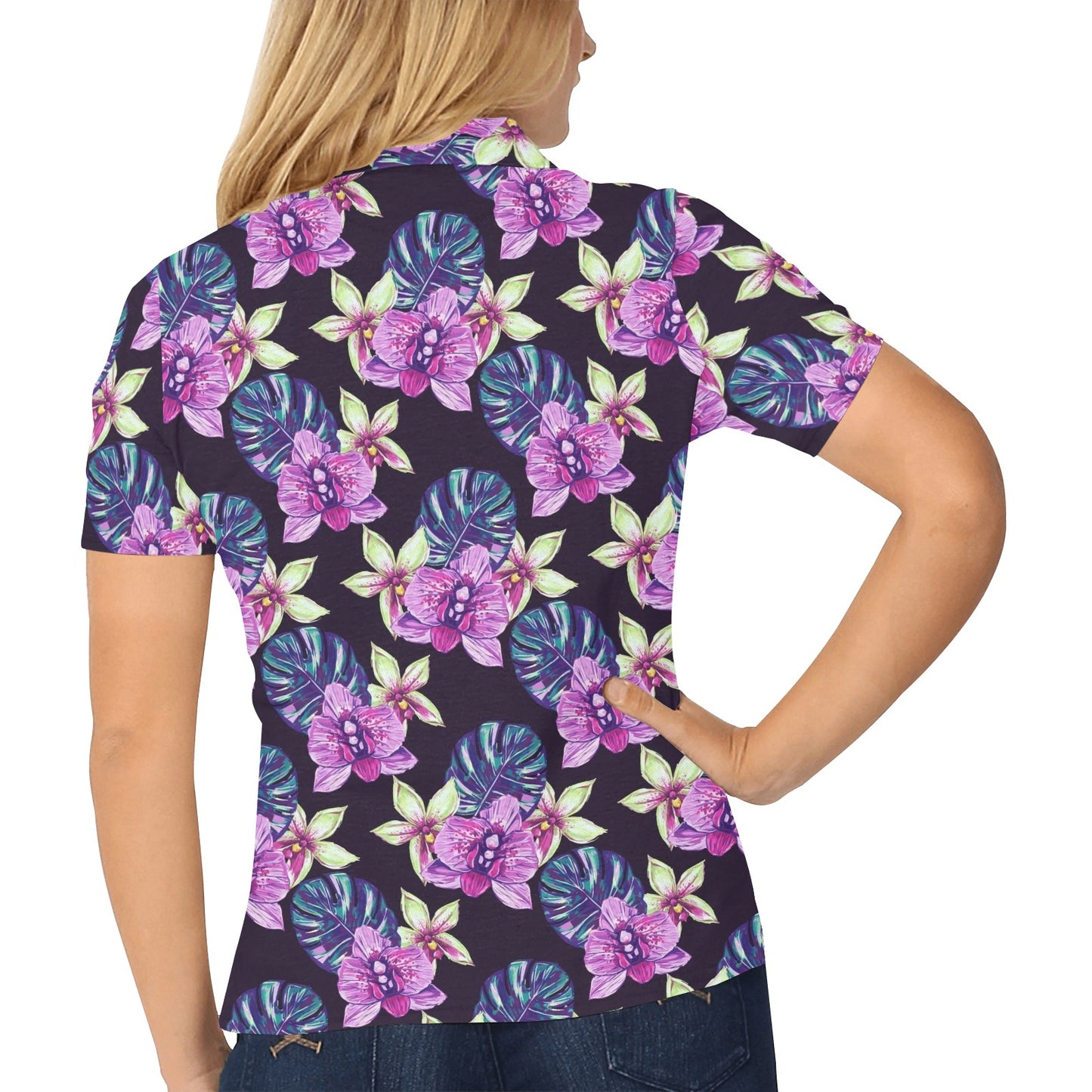 Orchid Pattern Print Design OR010 Women's Polo Shirt