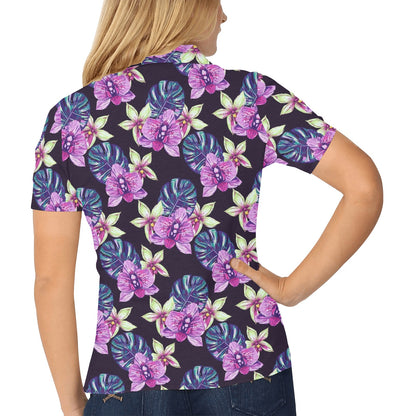 Orchid Pattern Print Design OR010 Women's Polo Shirt