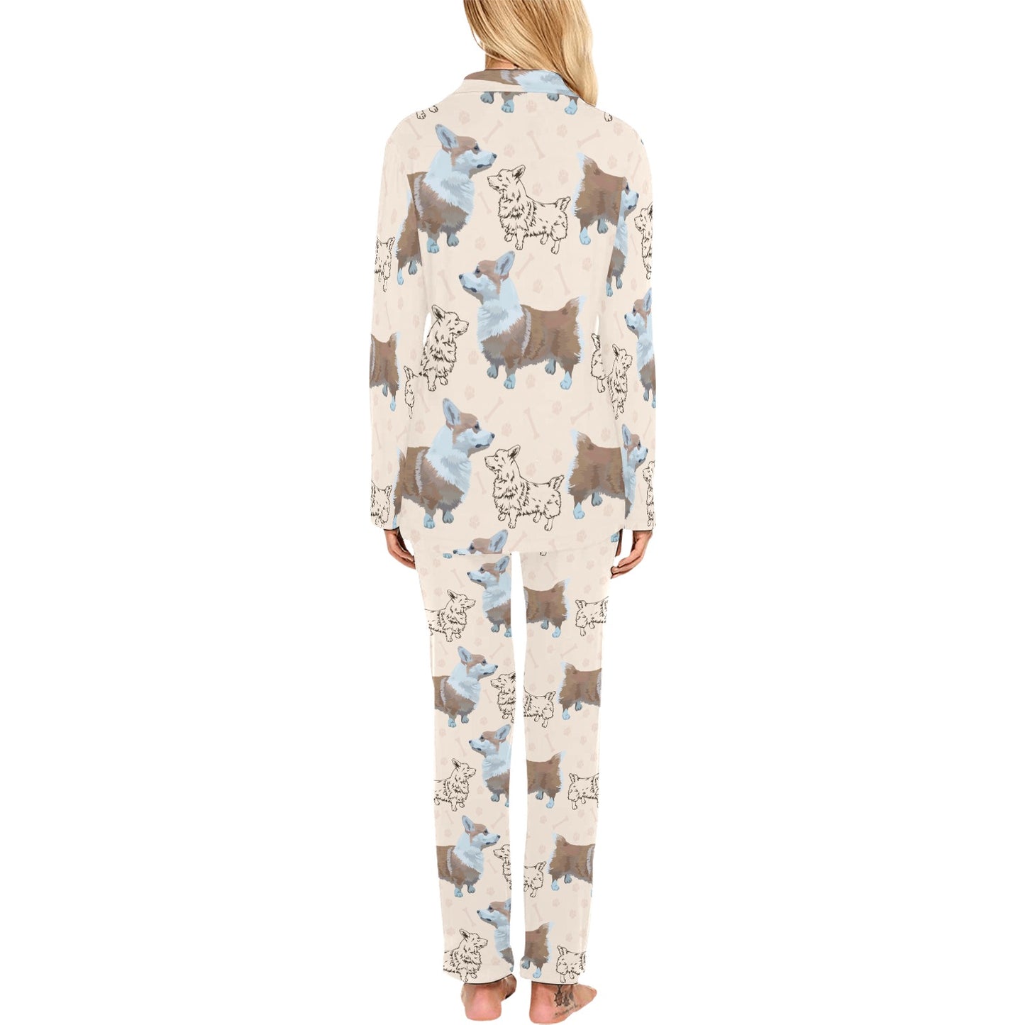 Pembroke Welsh Corgis Pattern Print Design A03 Women's Long Pajama Set