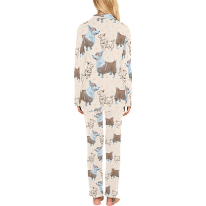 Pembroke Welsh Corgis Pattern Print Design A03 Women's Long Pajama Set