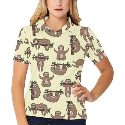 Sloth Print Design LKS3010 Women's Polo Shirt