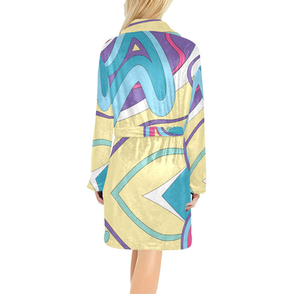 Funky Retro Pattern Print Design A01 Women's Fleece Robe