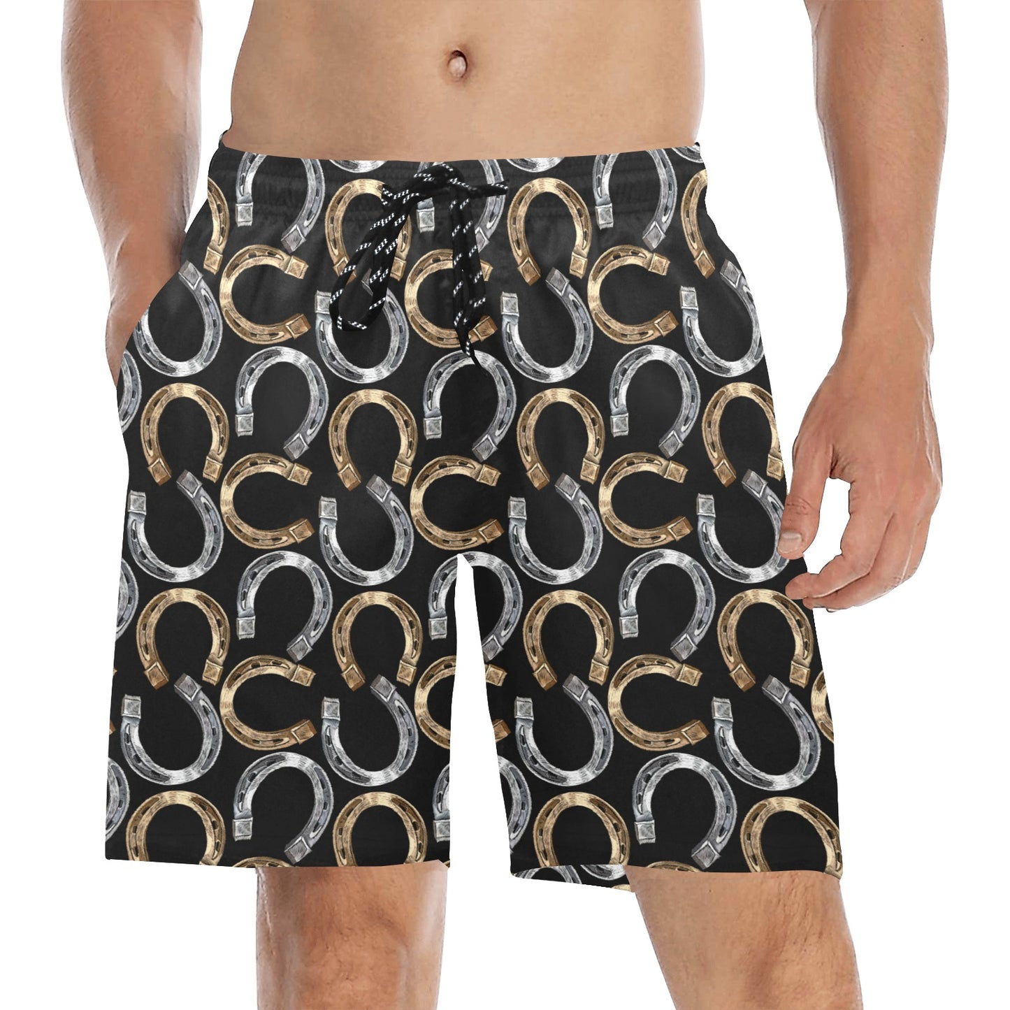 Horseshoe Print Design LKS305 Men's Swim Trunks Beach Shorts