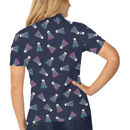 Badminton Ball Pattern Print Design 02 Women's Polo Shirt