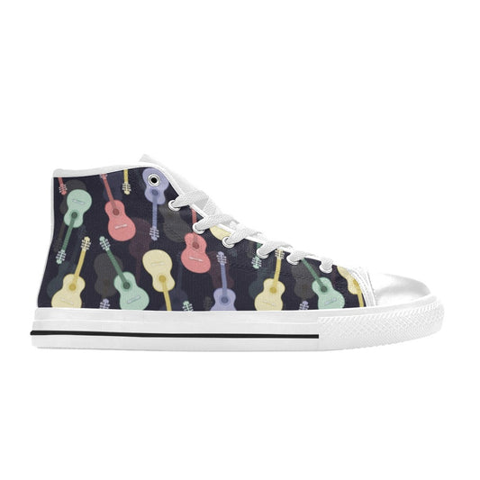 Acoustic Guitar Print Design LKS401 Men's High Top Canvas Shoes