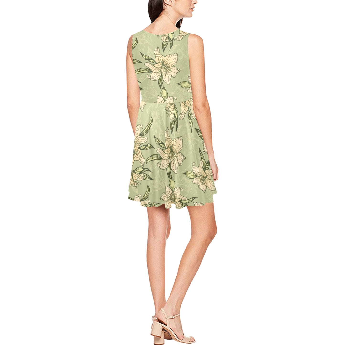 Lily Pattern Print Design LY06 Sleeveless Dress