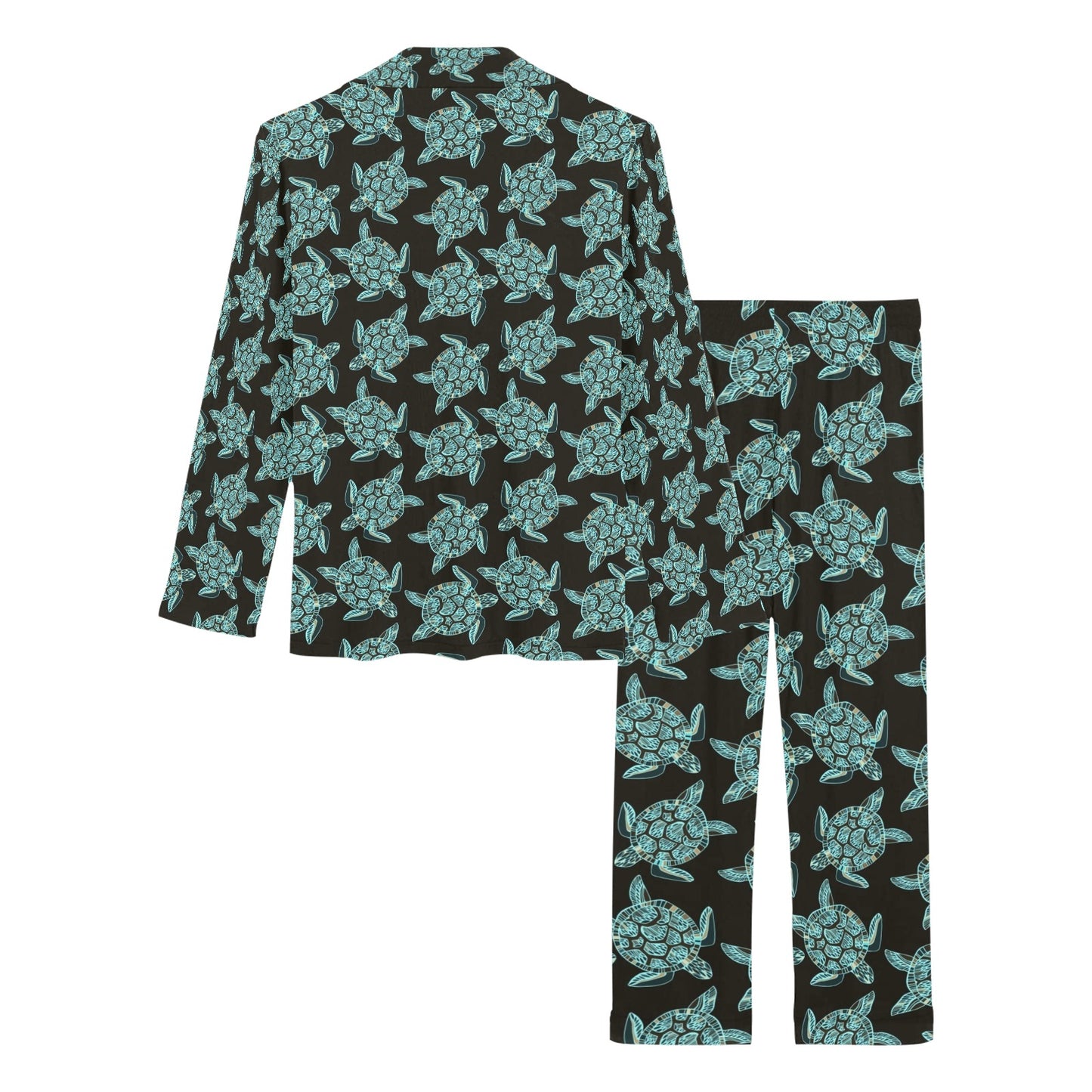 Sea Turtle Print Design LKS302 Women's Long Pajama Set