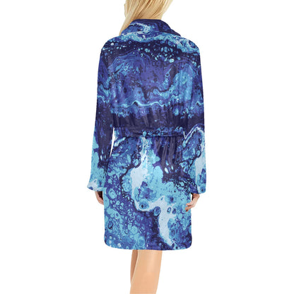 Ocean Liquid Pattern Print Design A03 Women's Fleece Robe