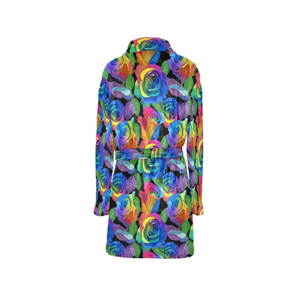 Rose Pattern Print Design RO02 Women's Fleece Robe