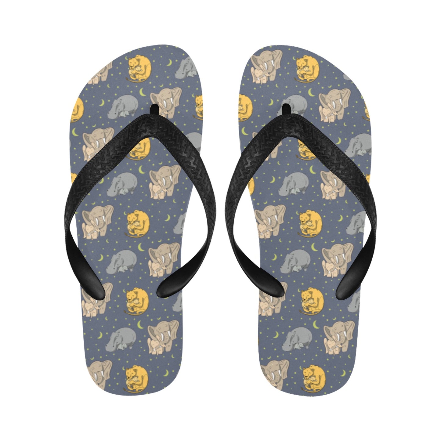 Safari Elephant Lion Print Design LKS303 Flip Flops