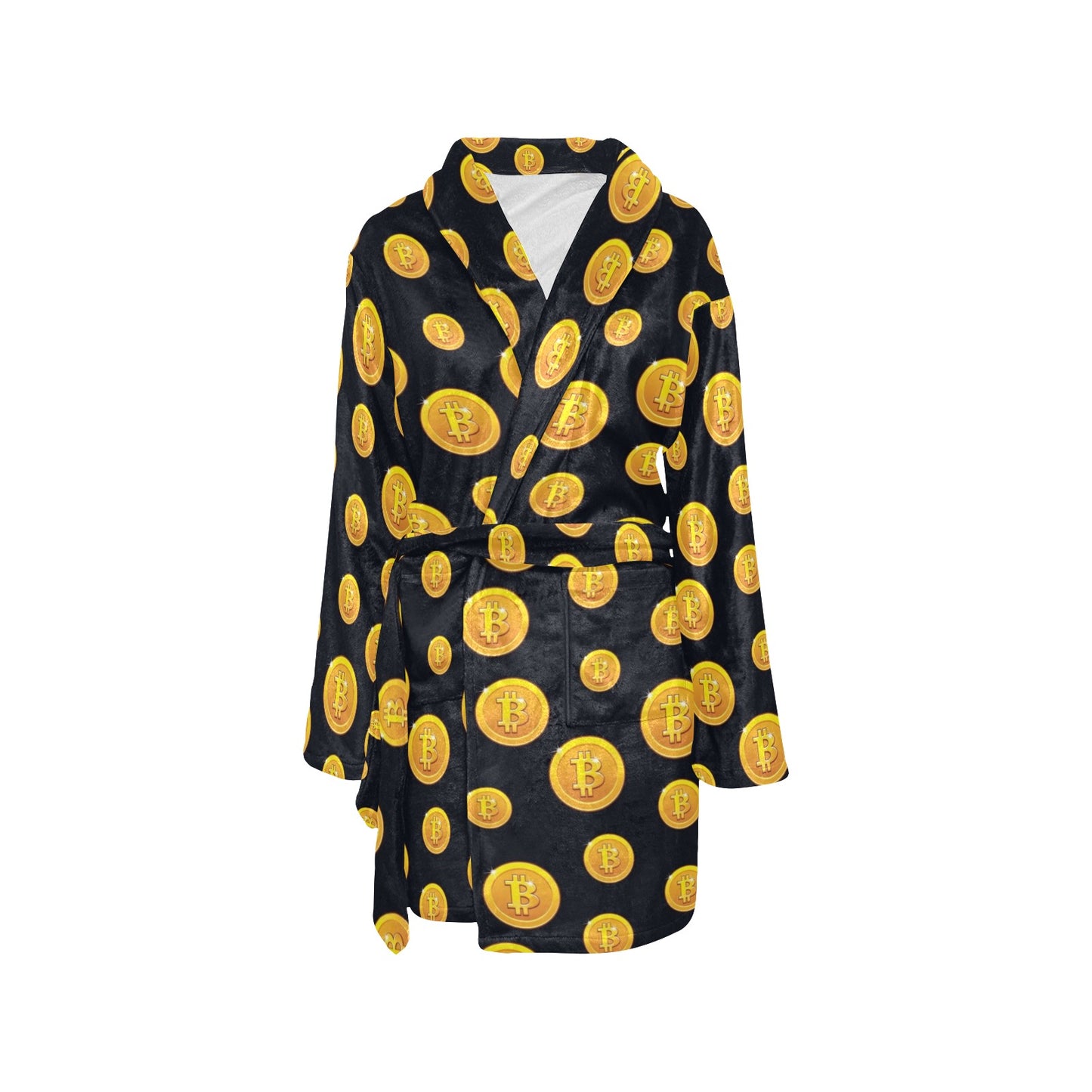 Bitcoin Pattern Print Design DO04 Women's Fleece Robe