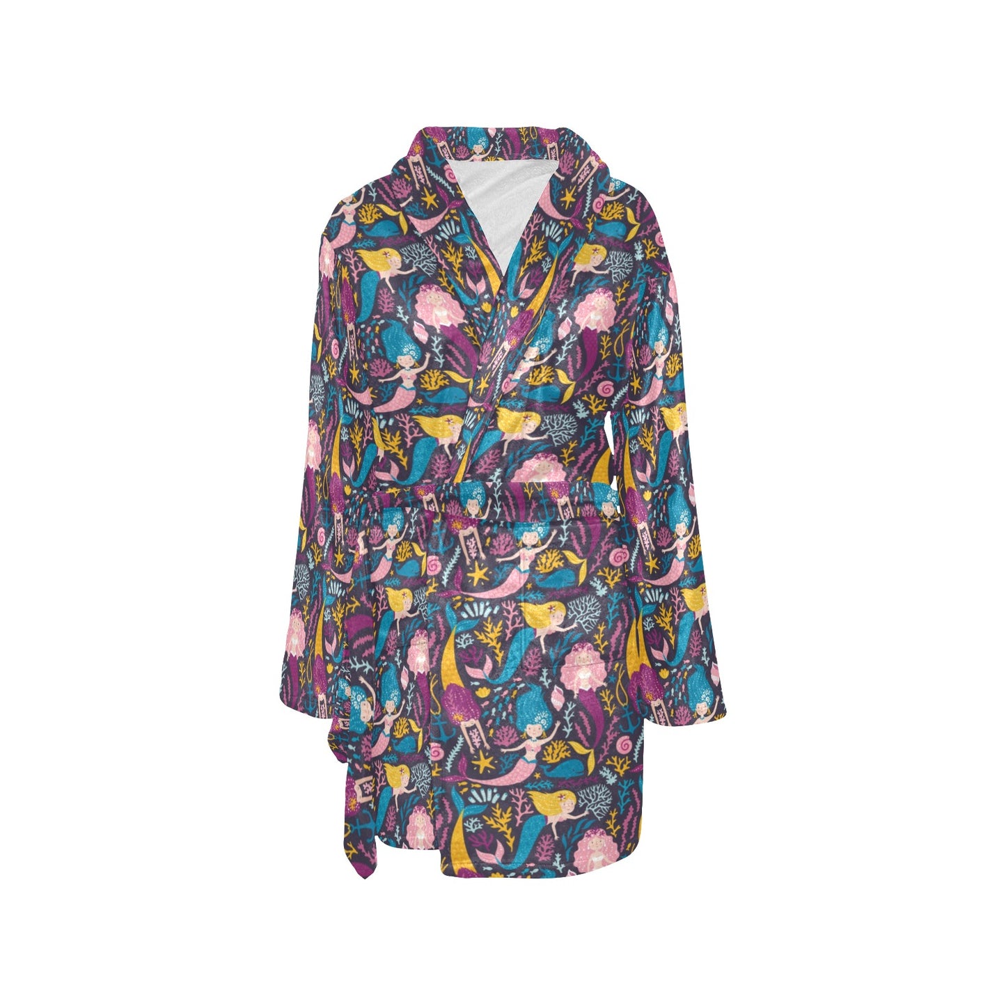 Mermaid Pattern Print Design 08 Women's Fleece Robe