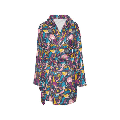 Mermaid Pattern Print Design 08 Women's Fleece Robe