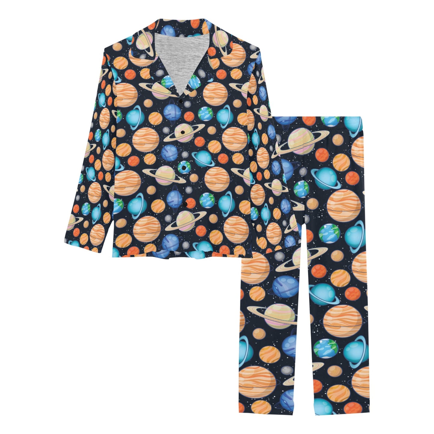 Planet Colorful Print Design LKS301 Women's Long Pajama Set
