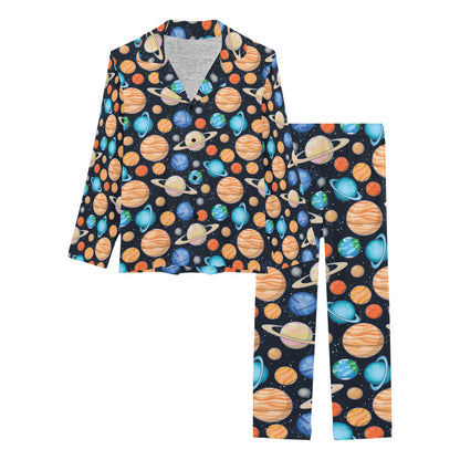 Planet Colorful Print Design LKS301 Women's Long Pajama Set