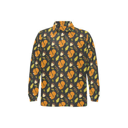 Squirrel Print Design LKS301 Long Sleeve Polo Shirt For Men's