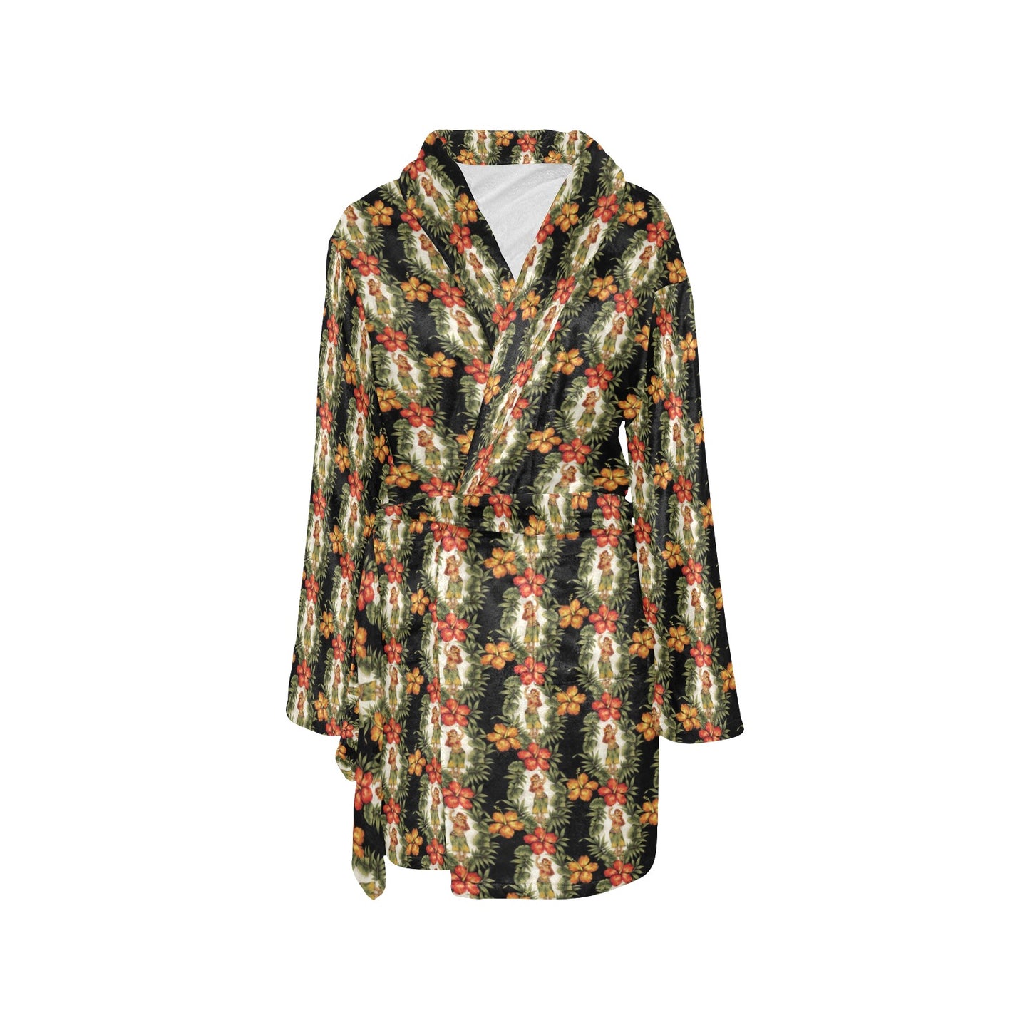 Hawaiian Flower Hula Hibiscus Print Women's Fleece Robe