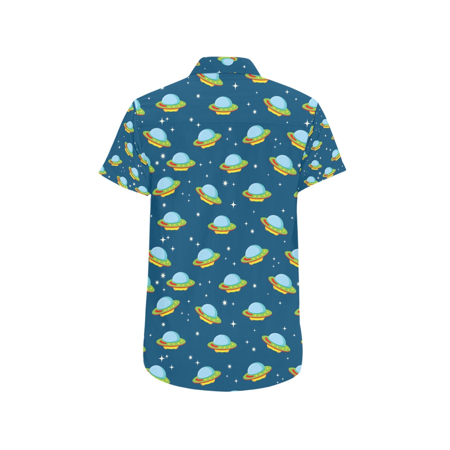 UFO Print Design LKS305 Men Short Sleeve Button Up Shirt