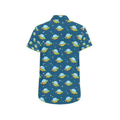 UFO Print Design LKS305 Men Short Sleeve Button Up Shirt