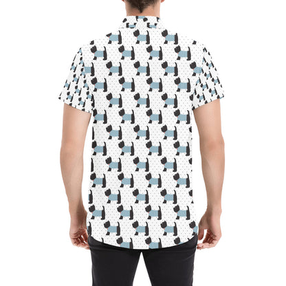 Scottish Terriers Print Design LKS3012 Men Short Sleeve Button Up Shirt