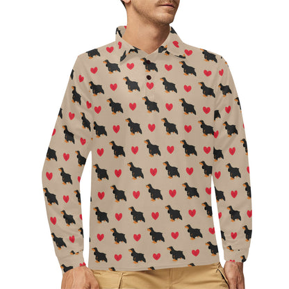 Cocker Pattern Print Design 02 Long Sleeve Polo Shirt For Men's
