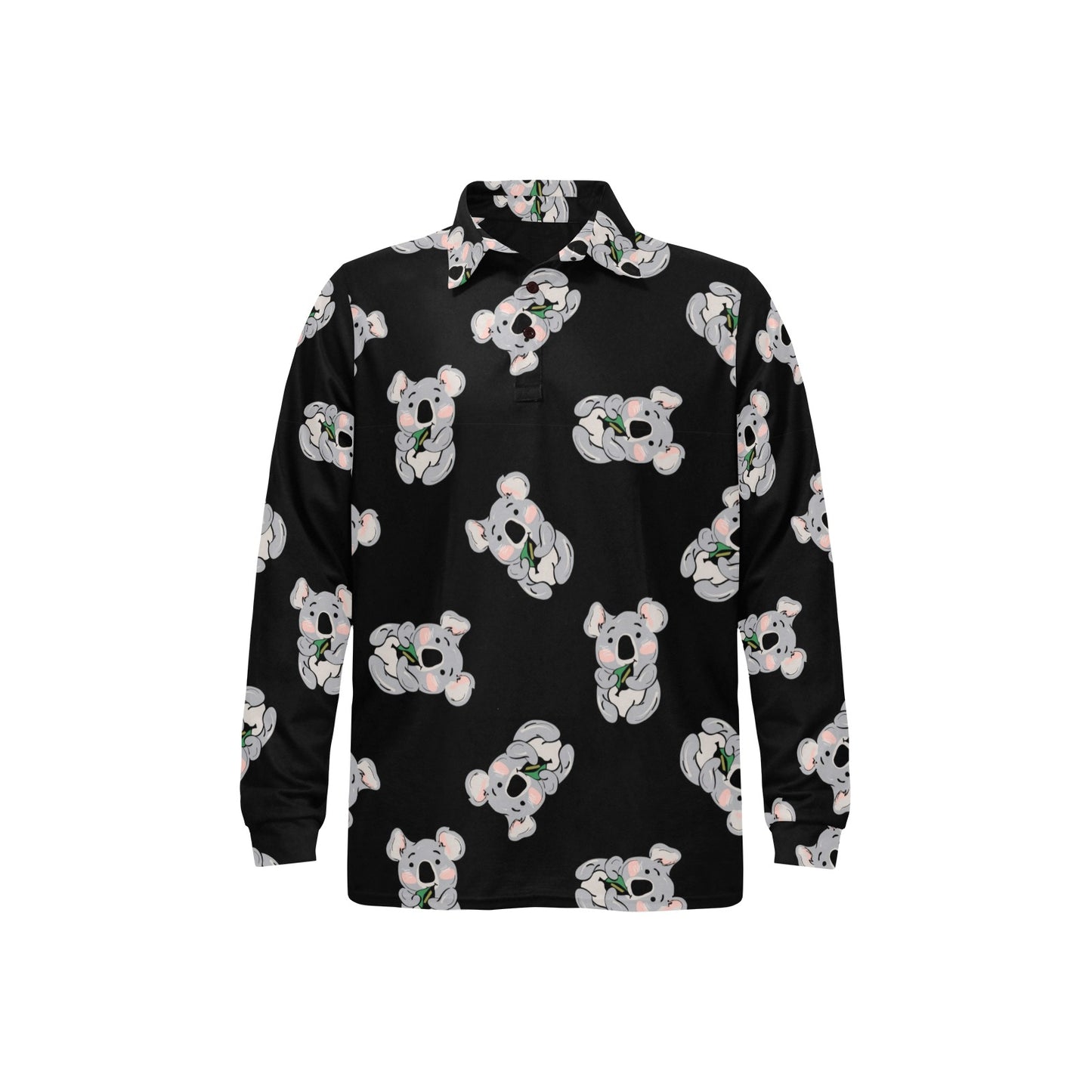 Koala Pattern Print Design 05 Long Sleeve Polo Shirt For Men's