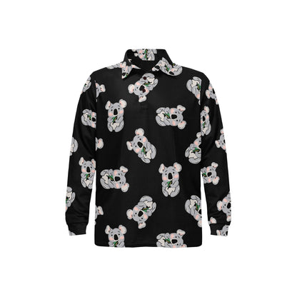 Koala Pattern Print Design 05 Long Sleeve Polo Shirt For Men's