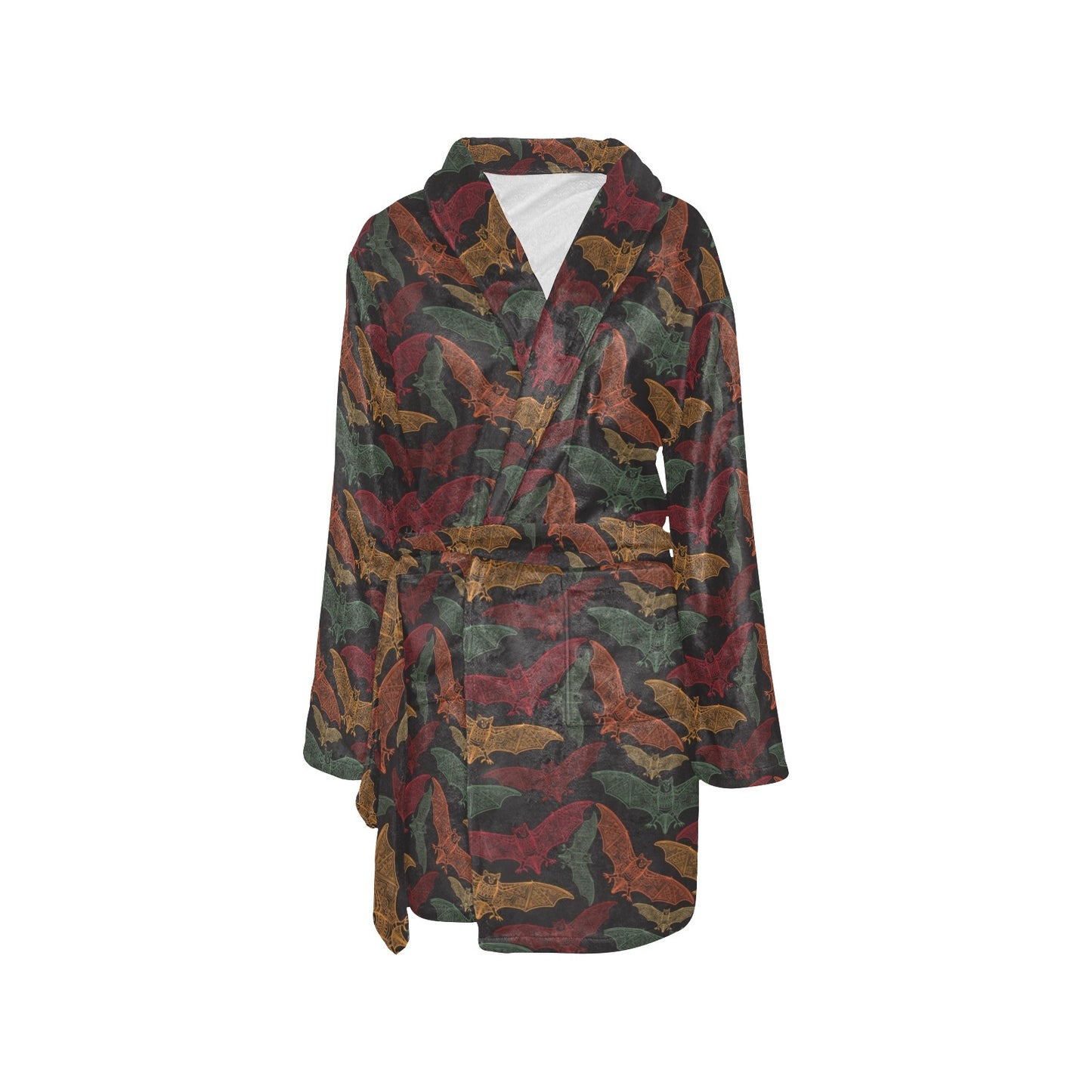 Bat Tribal Pattern Print Design 03 Women's Fleece Robe