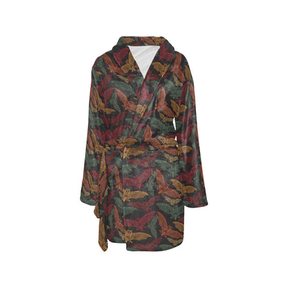 Bat Tribal Pattern Print Design 03 Women's Fleece Robe