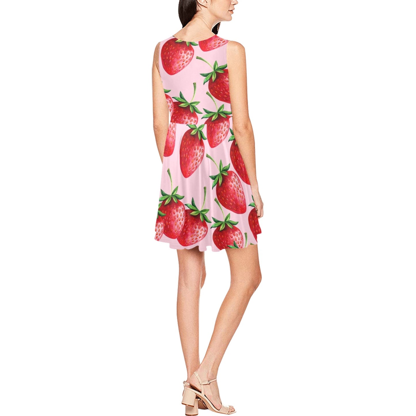 Strawberry Pattern Print Design SB03 Sleeveless Dress