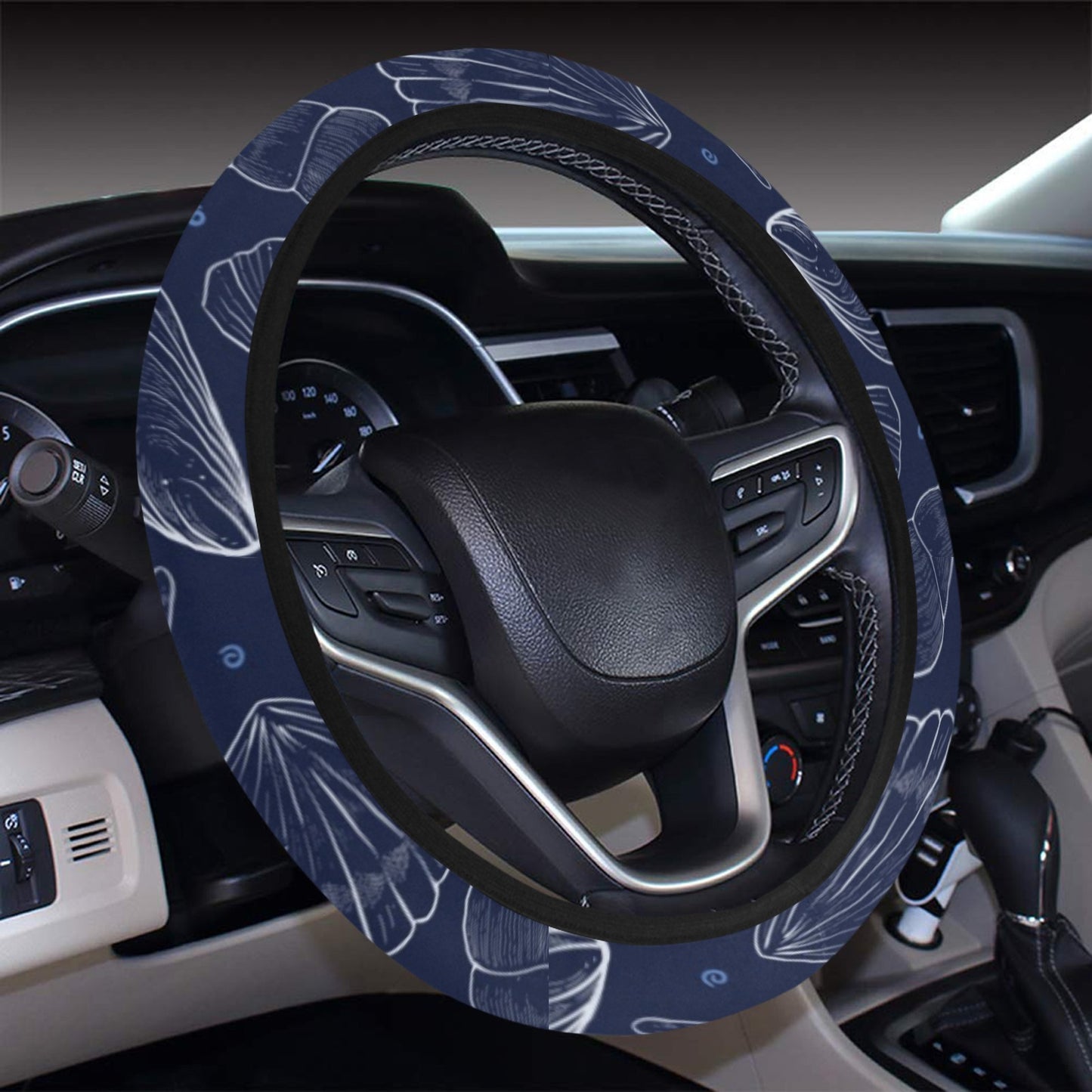 Seashell Print Design LKS3011 Steering Wheel Cover with Elastic Edge