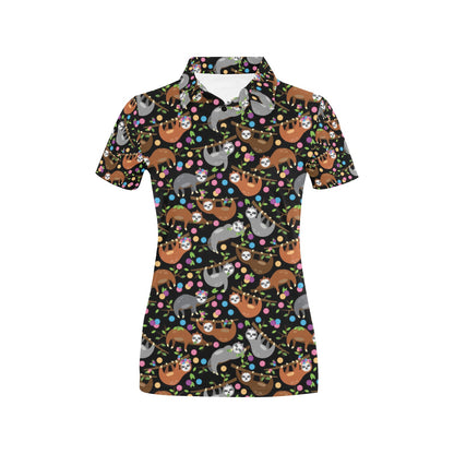 Sloth Print Design LKS306 Women's Polo Shirt